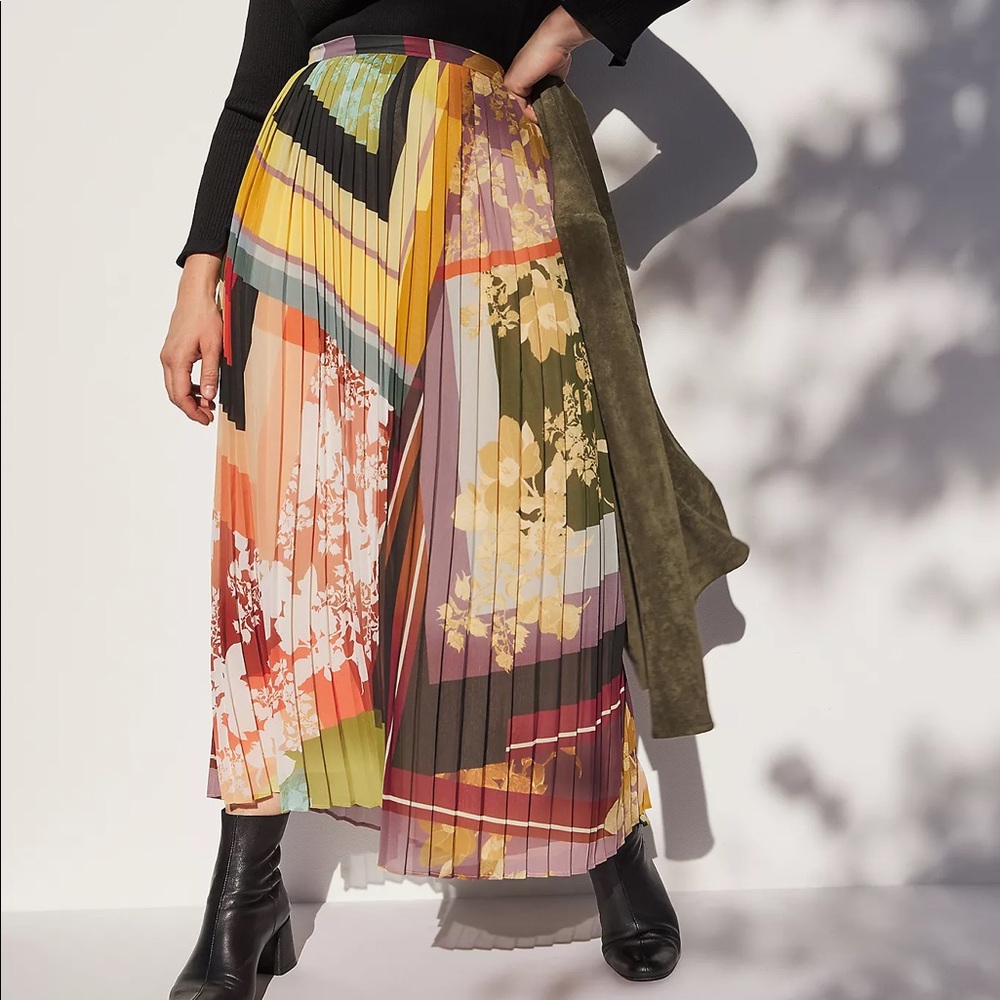 Anthropologie Maeve Consuela Pleated Maxi Skit 8P